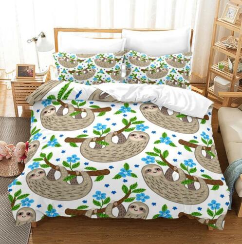 Bettbezug-Set mit Faultier-Motiv, Folivora, Steppdecke, Bettbezug, Kissenbezug, Einzelbett, Doppelbett, Kingsize