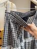 2026 Spring/Summer Retro Plaid Patchwork A-line Long Skirt with Lace Trim for Women
