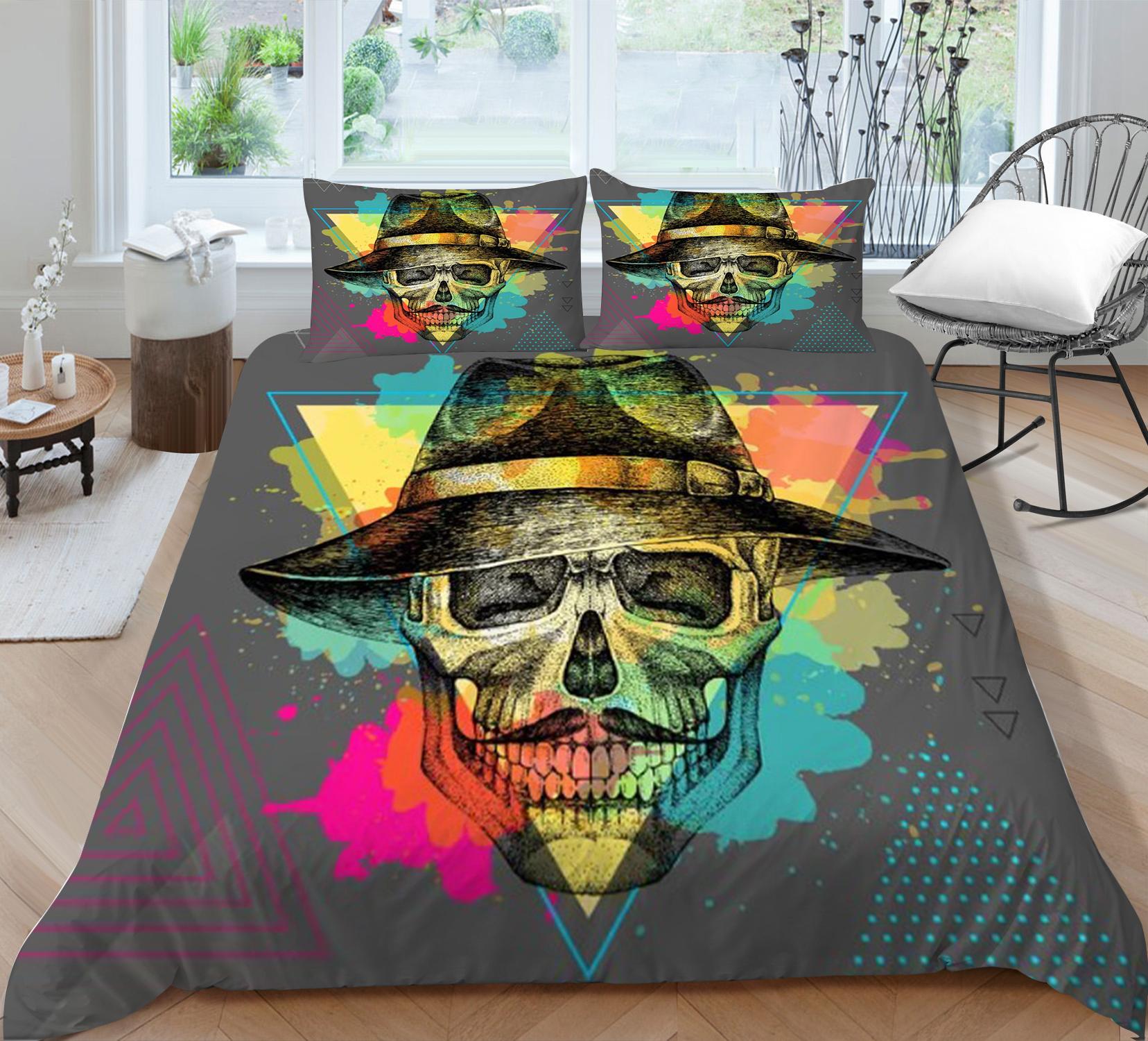 

3D чехол с черепом, комплект постельного белья, модные роскошные комплекты постельного белья, женское детское домашнее постельное белье, постельное белье размера King Queen, постельная одежда EU Single 135x200cm