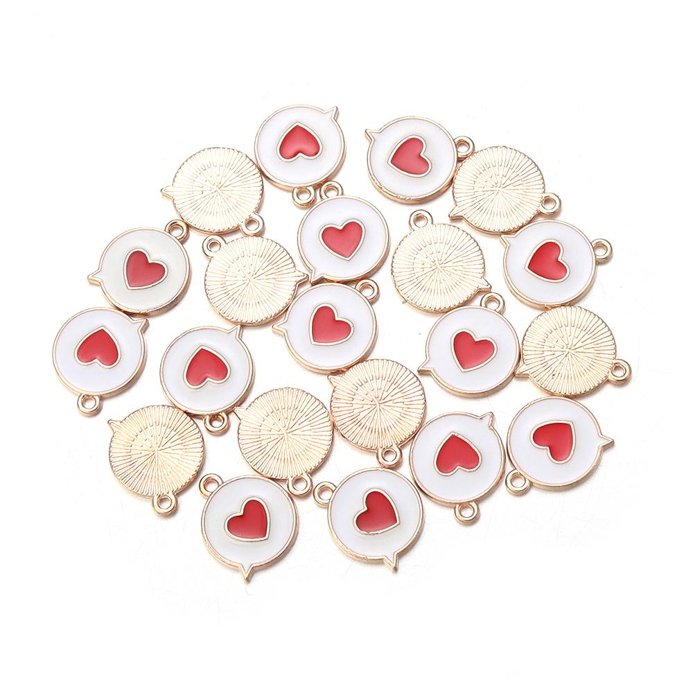 10Pcs/Lot 16mm Alloy Pendant Single Sided Oil Dropping Heart Pendant For Jewelry Making Diy Exquisite Necklace Accessorie