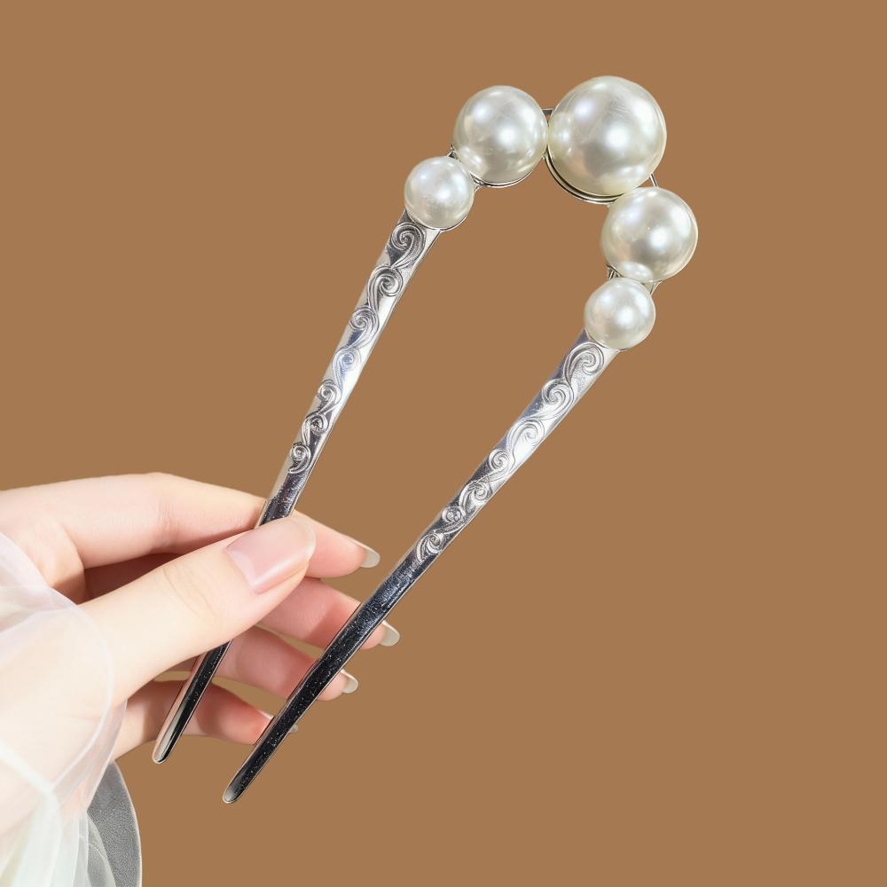 Luxury Pearl Hairpins For Women U-shaped Thick Metal Hair Clip Pins Women Girls Hair Sticks Hair Styling Tools Accessories Gifts