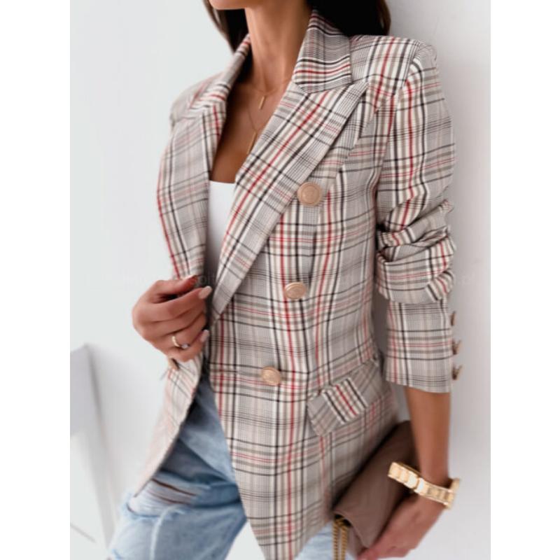 New Autumn Winter Long Sleeve Double-Breasted Printed Blazer Jacket 2025 Fashion Printed Suit Jacket