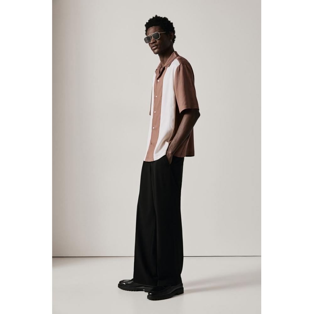 

Рубашка HM Regular Fit из лиоцелла Camp Коричнево-Белая