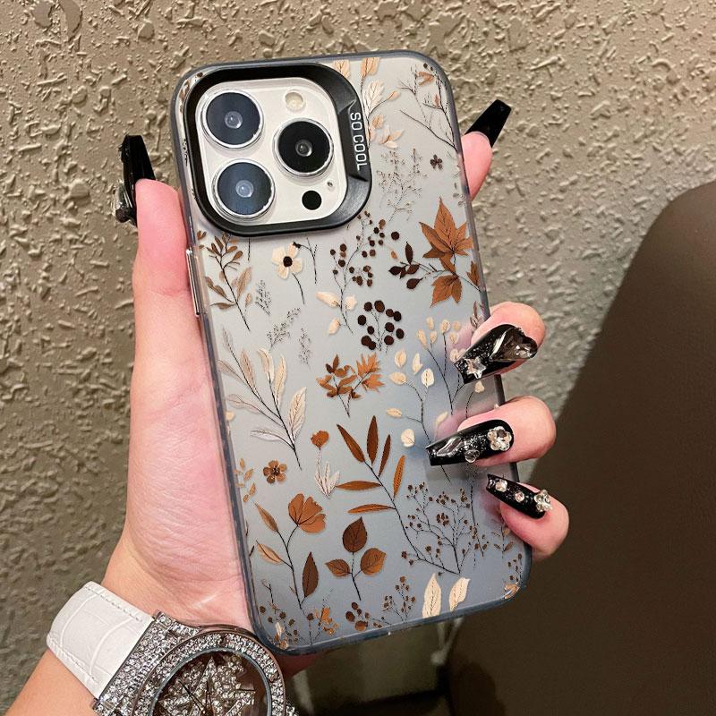 

Fashion Yellow Fallen Leaves Laser Phone Case For iPhone 17 16 15 14 Pro Max Plus 17 Air 13 Mini 12 11 Pro Max Shockproof Shell iphone 13Mini