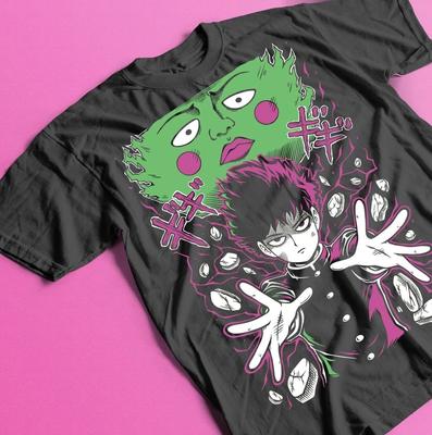 Anime Manga Mob Psycho T-Shirt Tee, Unisex Schweres Baumwoll-Dimple-Tee, Alle Größen,
