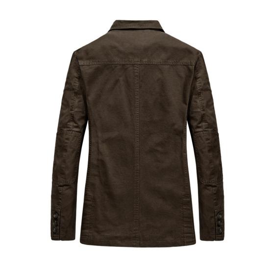 Giacca autunno-primavera da uomo tinta unita manica lunga risvolto sciolto monopetto multi tasche bottoni giacca cappotto autunno-primavera