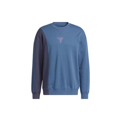 Logo Print Colorblock Crew Neck Sweater Men Sweater Blue HI3837