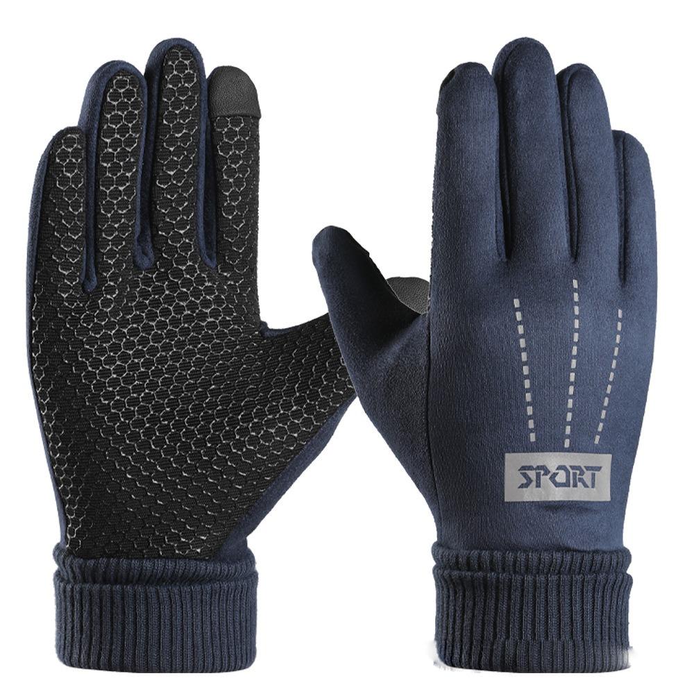 Windproof Suede Gloves Keep Warm Full Finger Mittens Soft Winter Warm Gloves Outdooor