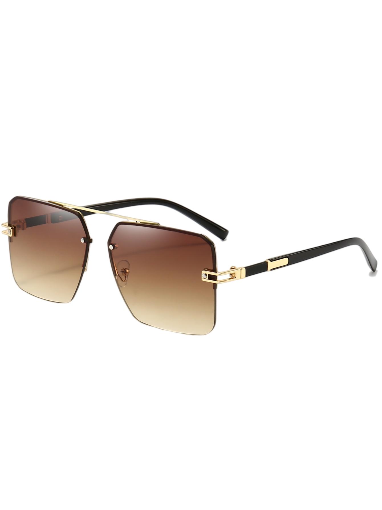 Latest metal beam half frame fashion trend driving square big frame sunglasses . High Quality Premium Material