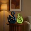 Lucky Swan Couple Piano Finish Ceramic Figures for Home Decor (Set of 2 Pc, Large, Navy Blue & Parrot)