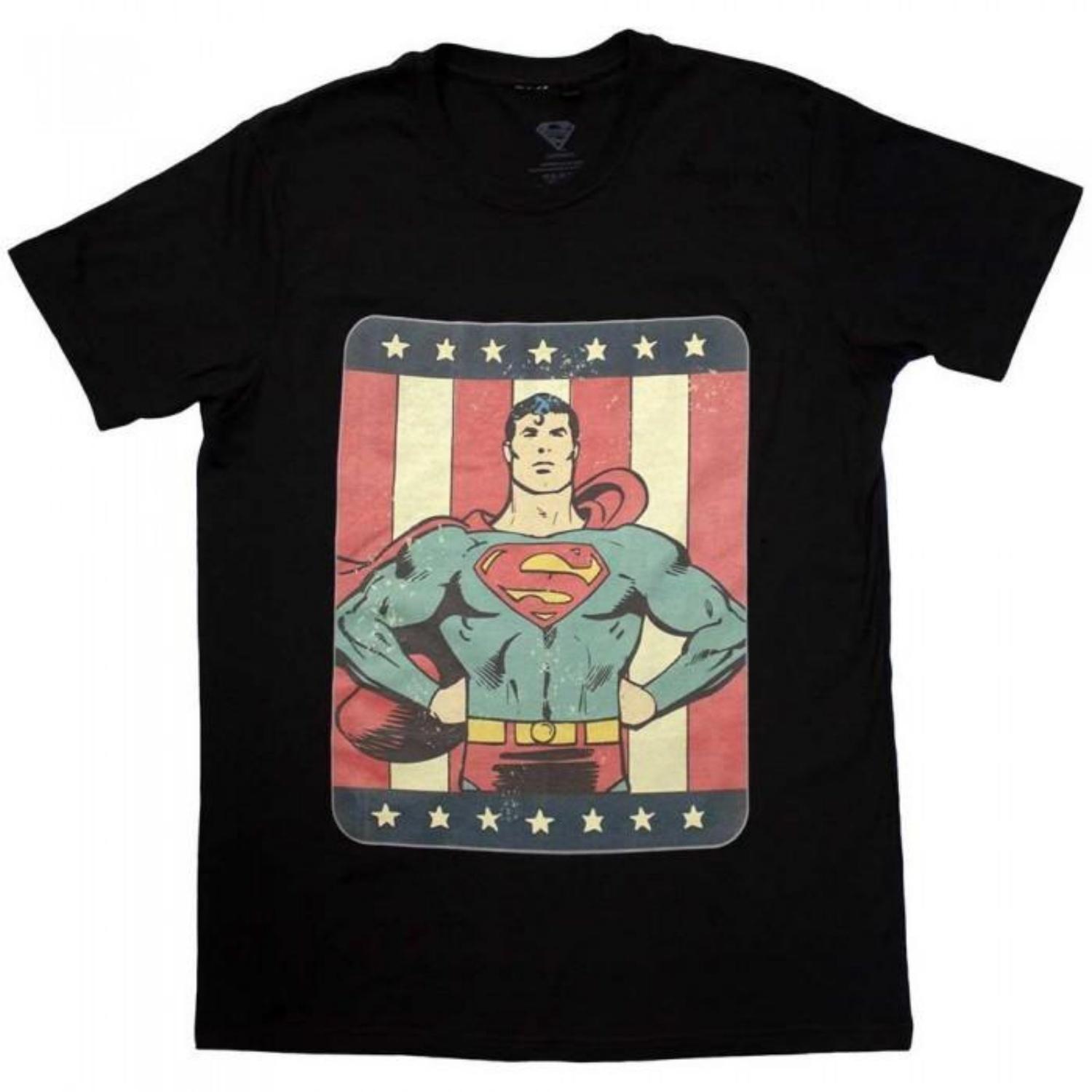 SUPERMAN Unisex Adult Striped T-Shirt S