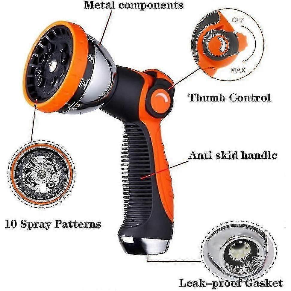 10 Hose Metal Watering Mode Thumb Control Switch Valve, High Pressure Nozzle Sprayer, Car Mount