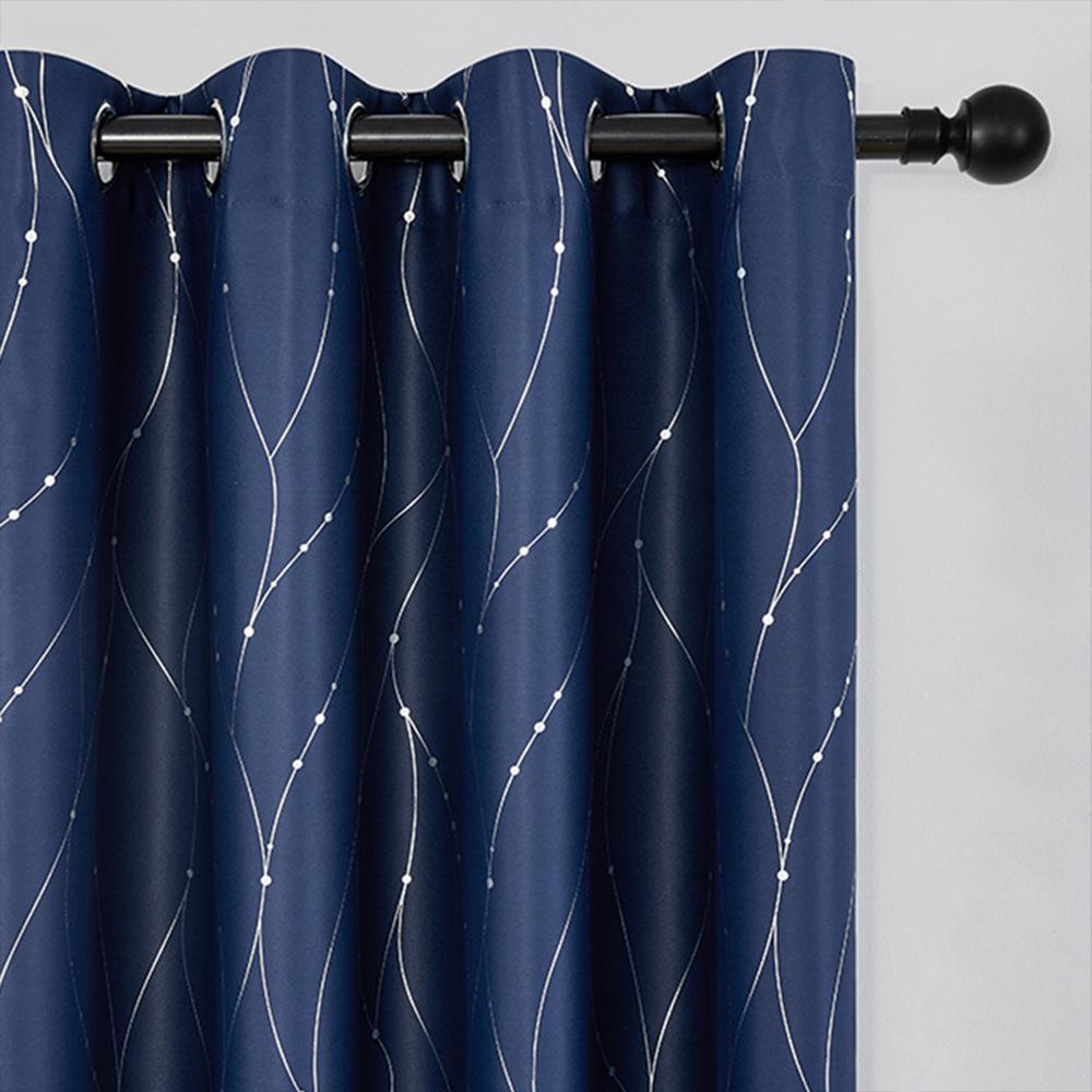Grommet Blackout Curtains with Hot-Stamped Silver for Bedroom & Living Room
