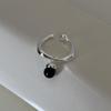 Elegant Black Bead Open Ring for Women - Simple Fashionable Statement Index Finger Jewelry