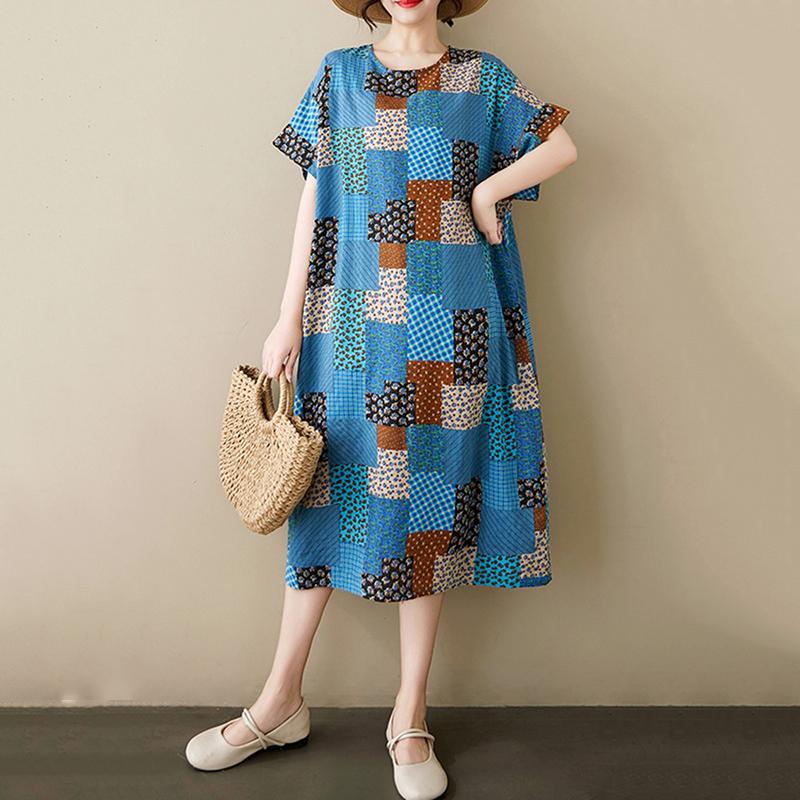 XITAO Irregular Print O-neck Dress ZMY1128