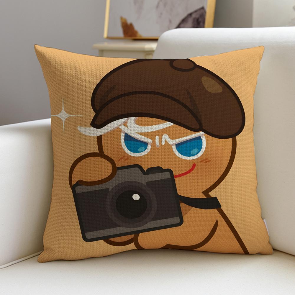 Fun CCookie RunS Cushion Cover Breathable and skinfriendly linen pillowcase square removable and washable cushion