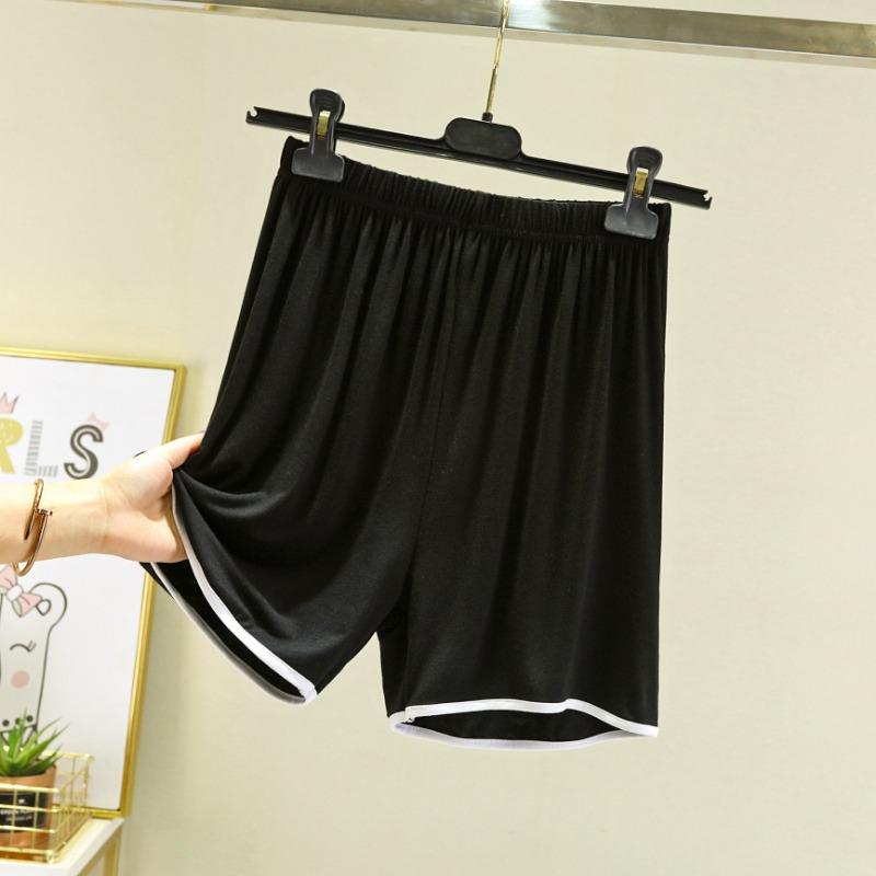 

Модальные повседневные шорты для женщин, летние, свободные, тонкие, домашние, спальные брюки, с высокой талией, большие размеры, широкие брюки, шорты для женщин XXXL чёрный