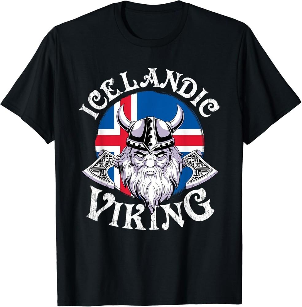 

Icelandic Viking Funny Iceland Flag Nordic Enthusiast Outfit Gift Unisex T-Shirt 2XL