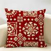 Red Bohemian Style Cushion Cover Natural Linen Organic Fabric Double-Sided Printing Breathable Perfect For Home Decor
