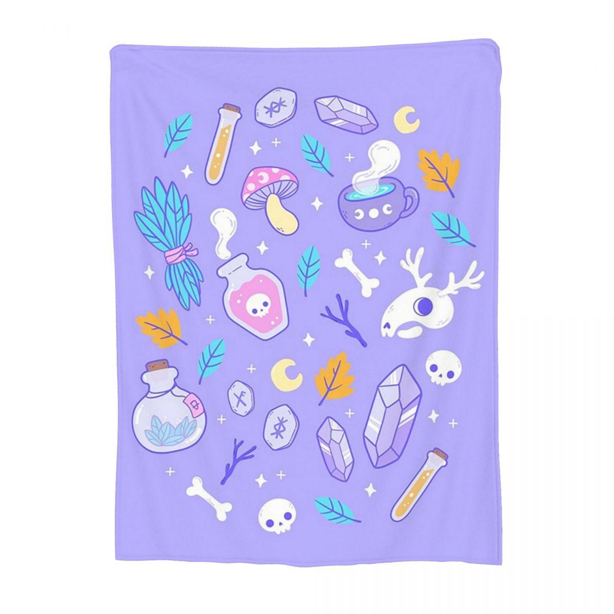 Herb Witch Black And White Nikury Blanket Soft Warm Flannel Throw Blanket Bedding for Bed Living room Picnic Travel Home Couch Size: 75*100cm, Weight: 230 GSM