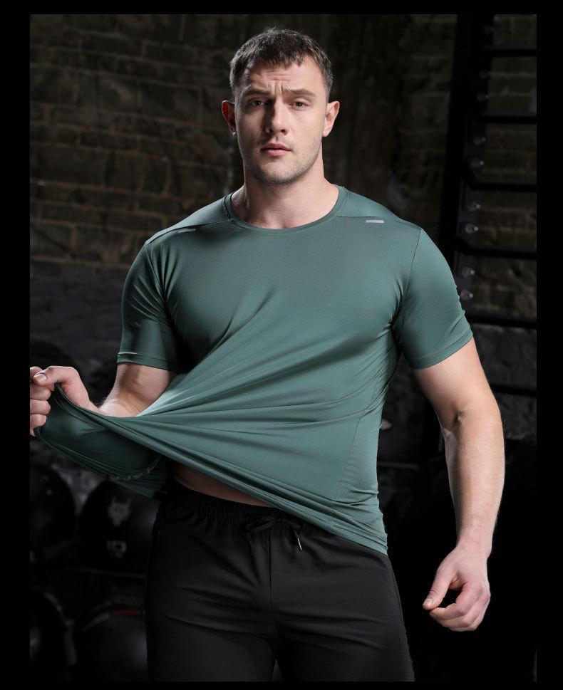 Lulu Men's Quick-Dry Sports T-Shirt - Elastic, Breathable, Large Size, Round Neck, Short Sleeve, Custom Logo.