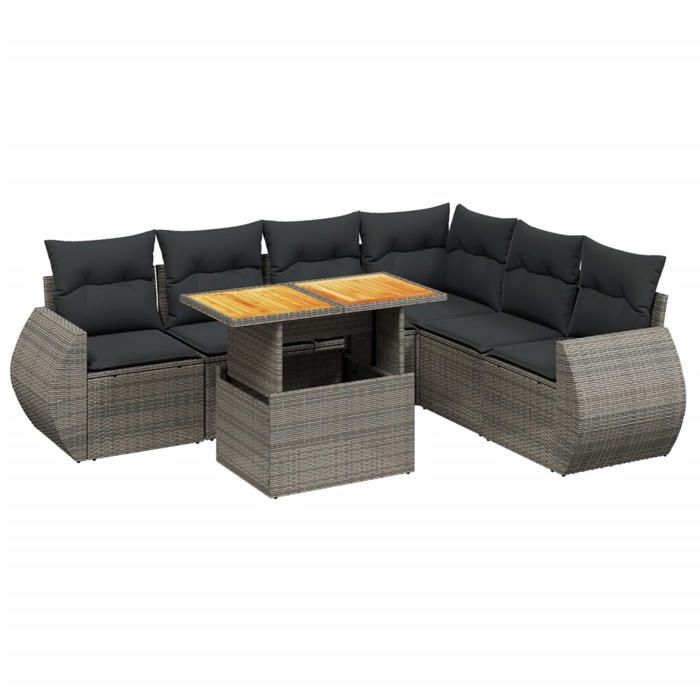 VidaXL Garden Lounge Set with Cushions 7 Pcs, Patio Sofas, Patio Furniture Set, Outdoor Furniture, Grey 3272215