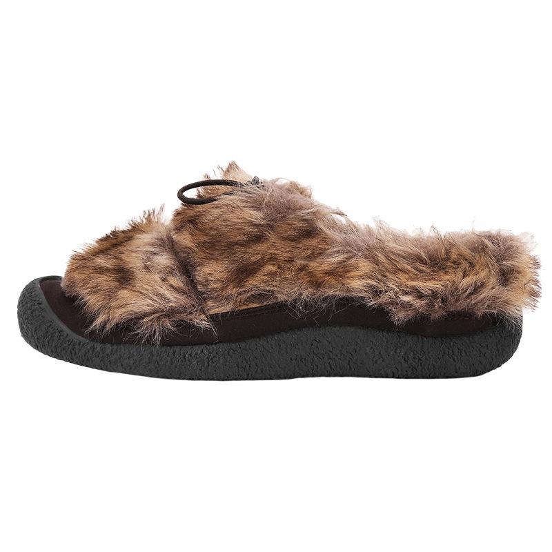 Star Women's Shoes of the Same Style, Small Sheep's Hooves, Small Bear's Paw, One Pedal, Fluffy Slippers, Women's Outdoor Casual Shoes, Warm In Autum