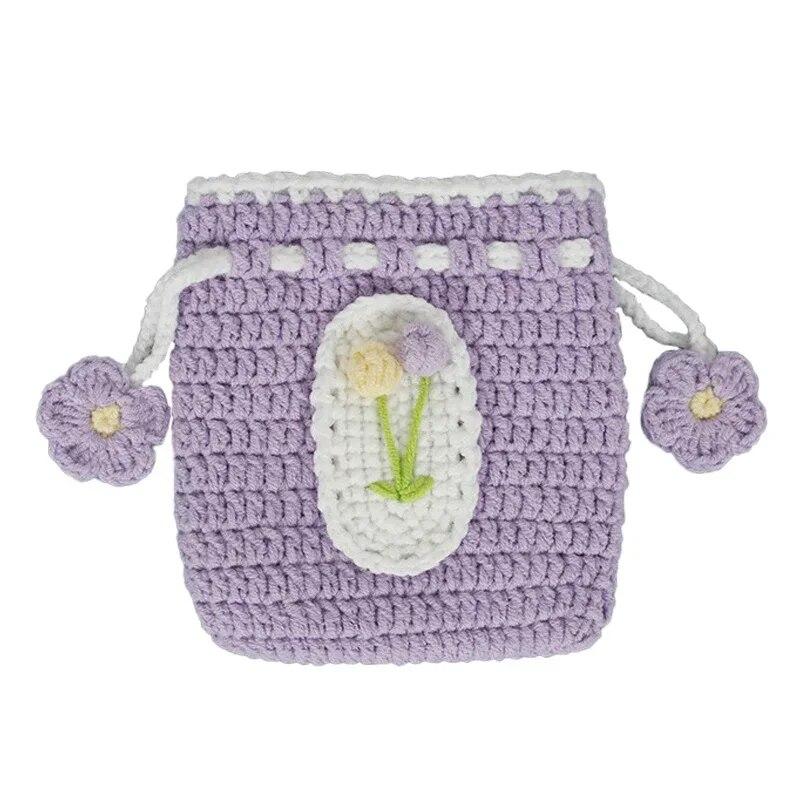 Милая сумка для монет ручной работы через границу вязаная шерстяная сумка для вязания крючком мини-карман для мелочей готовая детская милая сумка для монет удобная 1149₽