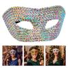 Rhinestone Decorated Sparkling Rhinestone Mask Sparkling Finish Half Face Design Party Mask Sexy Style Diamond Pattern