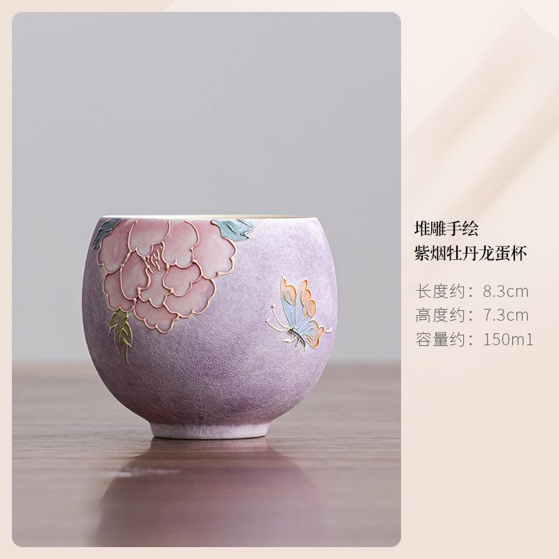 

Hand-painted Peony Teacup Luxury Tea Bowl Set Of Cups Tea-tasting Meditation Cup Jianzhan Master Cups Teaware Supplies Craft As Your Choose