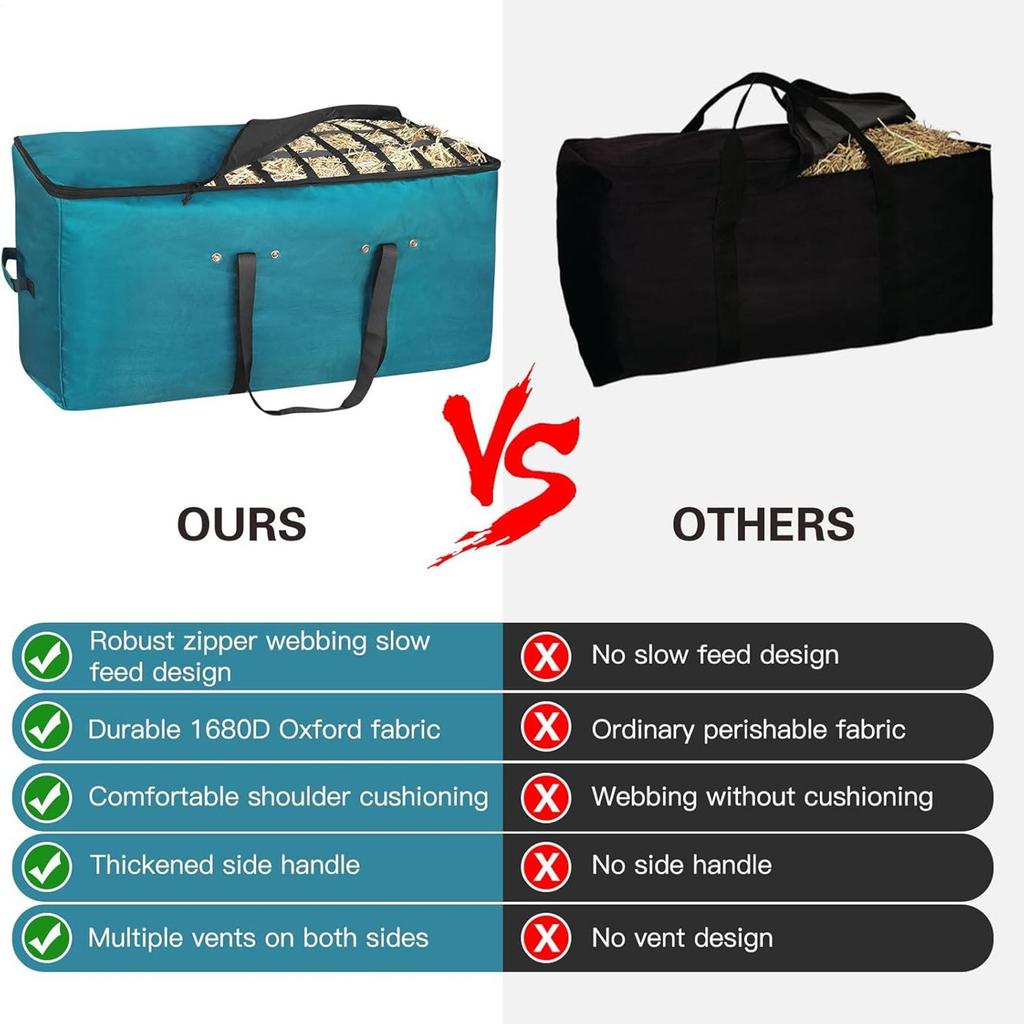 Horse Hay Bag Hay Feeder Hangable Storage Supplies Bag Feeder Tote For Livestock Barn Cattle Goat Horses Sheep Stalls