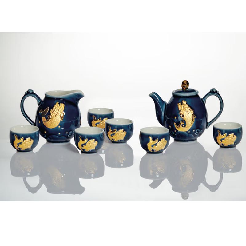 

TANGPIN Living Porcelain Fish Leaping Dragon Gate Tea Set
