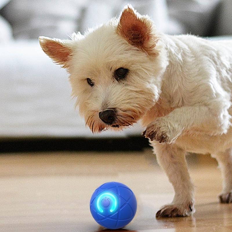 Rechargeable Ball Toy Interactively Dog Ball Toy with Sound Maker and Teeth Cleaning For Dog Motion And Auto Playing