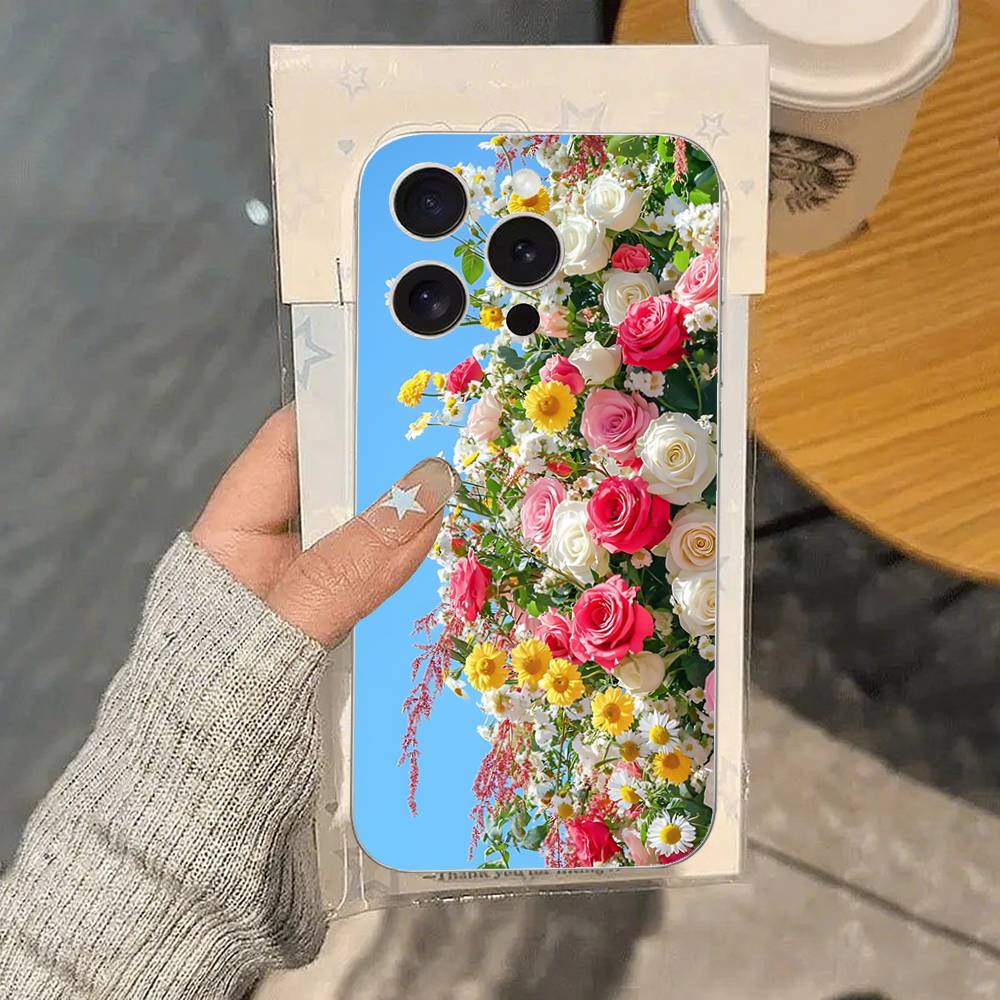 Fresh Little Flowers Phone Case For IPhone 17 16 15 14 Plus 13 12 11 Pro Max Phone Back Cover Transparent Shockproof Cover