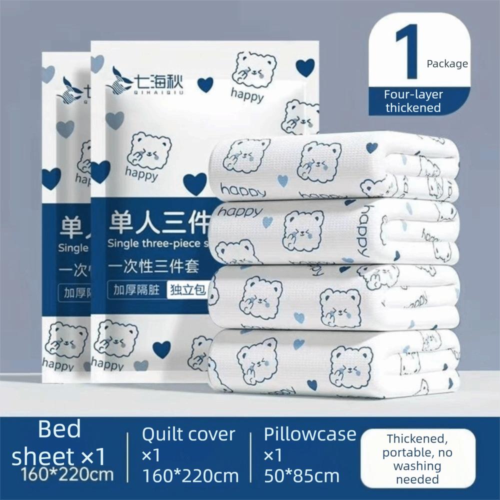Thickened Material Non-Woven Bedding Set Three/Four-Piece Set Dirty Proof Disposable Bedding Set Extra Large Size