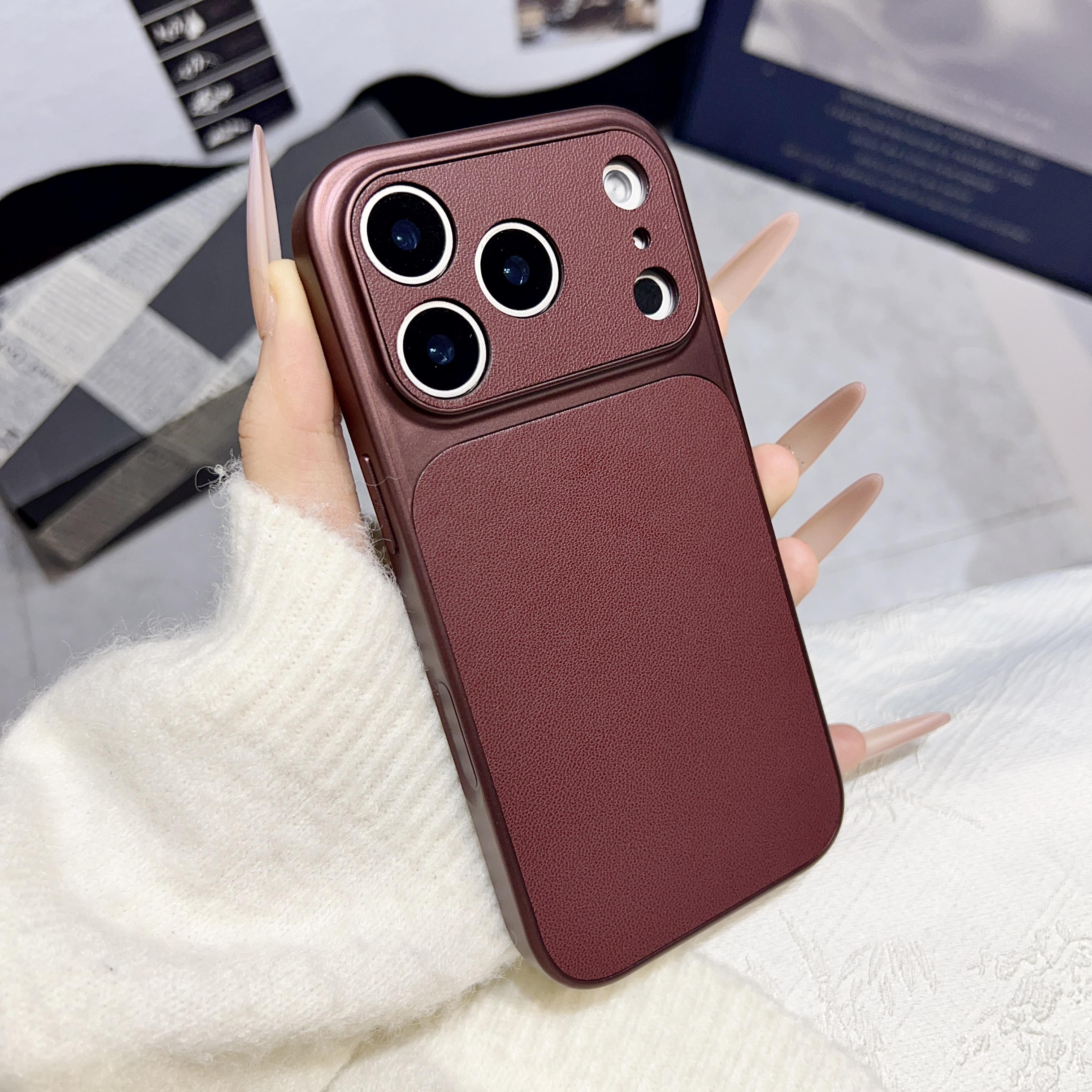 

Matte Cortex Leather Case For iPhone 17pro max 13 14 15 16 17 Pro Max Shockproof Bumper Soft Back Cases Instantly Cover iPhone 15