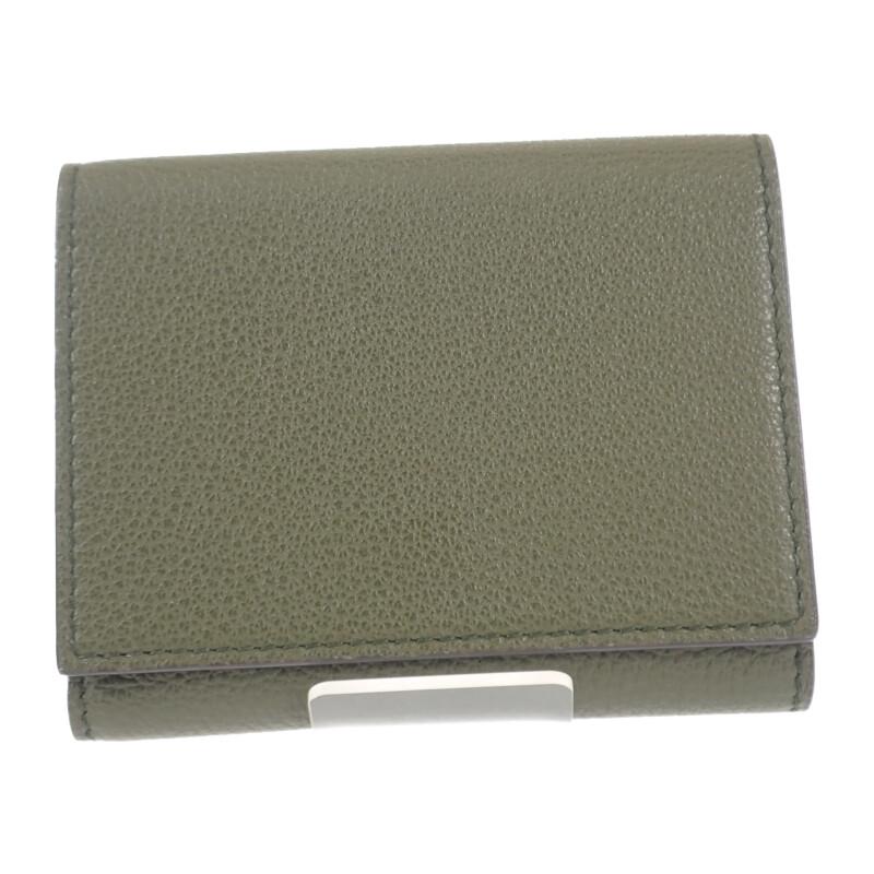 Gucci 7316940E8IG3352 Tri-fold Wallet Khaki Calfskin Mens