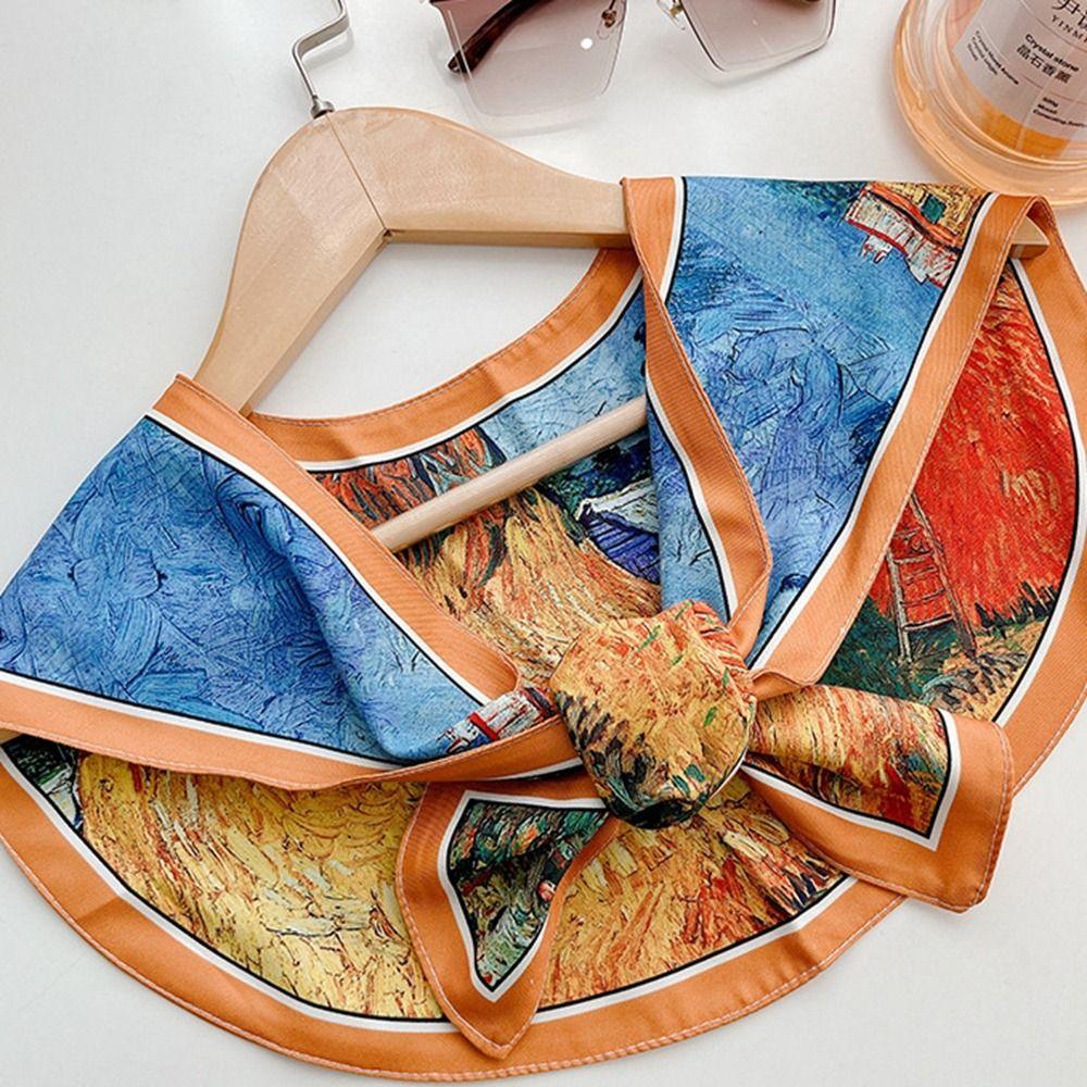 Scarf Accessories Bow Small Shawls Printed Scarf Female Shawl Korean Style Scarves Silk Scarf
