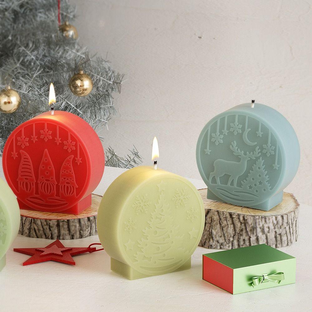 Silicone Christmas Candle Molds Handmade DIY Crafts Candle Ornament Mold Relief Christmas Ball Santa Claus Elk Snowman