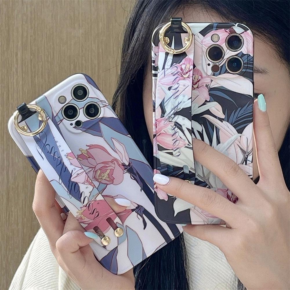 Orchid Flower iPhone Case with Wristband - Compatible with XS Max, 15 Pro, 14/13, XR, 12, 11