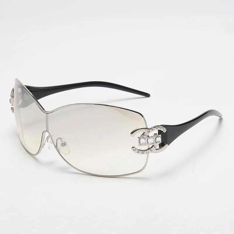 New Fashion Y2K Sunglasses Women's Integrated Surround Sun Glasses Retro  Designer Women Eyewear UV400 Oculos De Sol