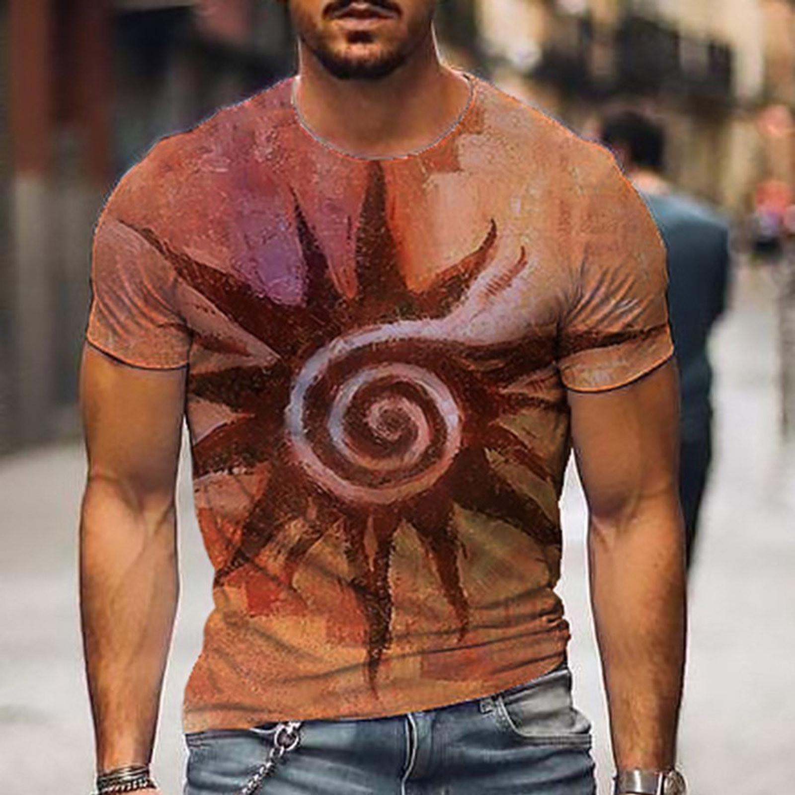 

Мужская летняя повседневная футболка с коротким рукавом и круглым вырезом с 3D принтом, блузка XXXXXL хаки