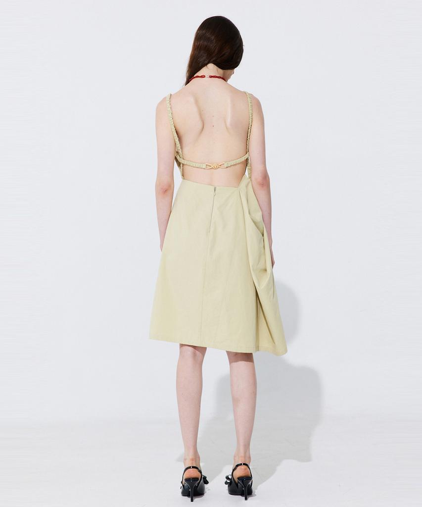 WNDERKAMMER Shirring Back Line Layered Dress_Olive