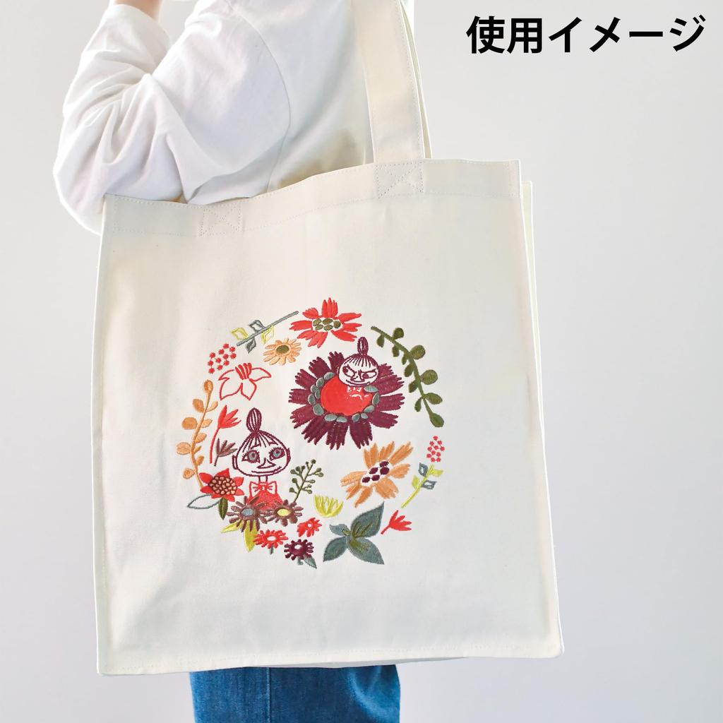 Marushin Moomin Spring Wreath Tote Organic 1425024400 Bag, A4, Cotton,