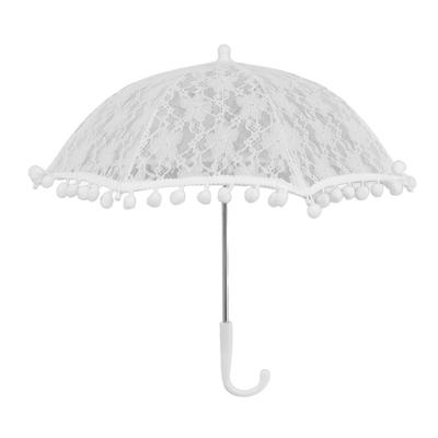 Weißer Spitzen-Regenschirm Vintage Hochzeit Brautspitzen-Sonnenschirm Kinderfoto-Kostüm Spitzen-Regenschirm für