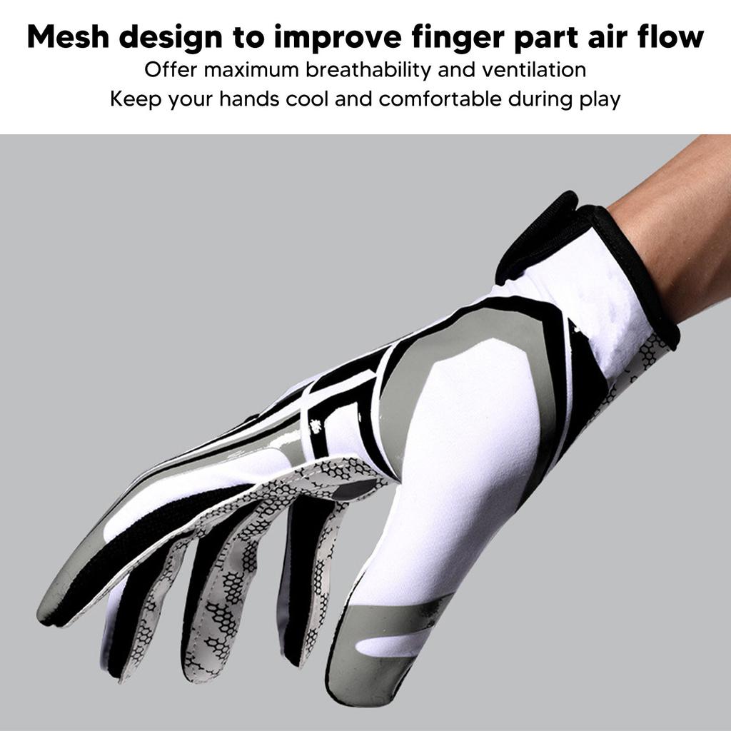 White Foot  Gloves Anti Slip Silicone Grip Sports Receiver Glove Brthable   Wrist Strap for Sport
