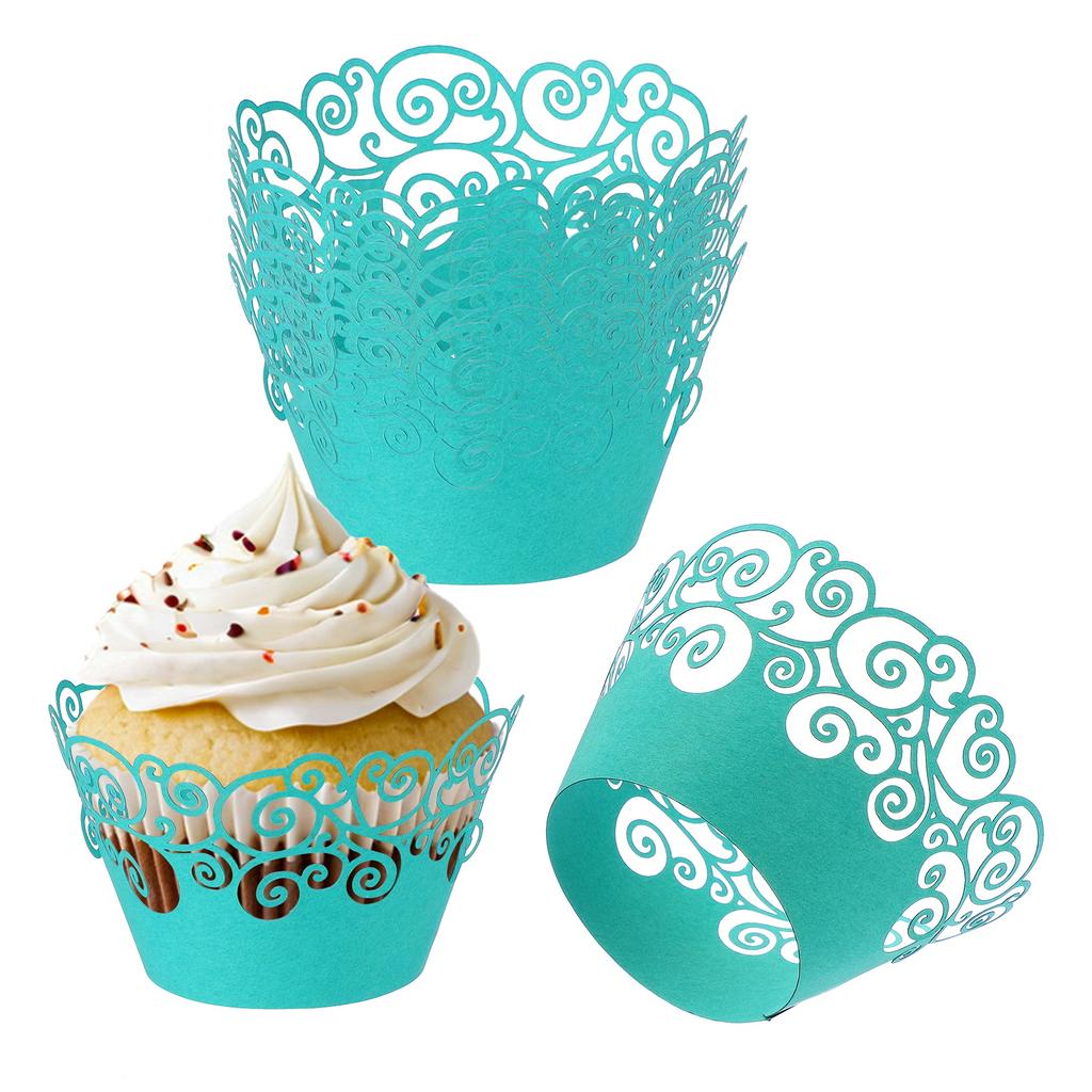 50 Pack Cupcake Wrappers Paper, Baking Cups Standard Cloud Decoration for Anniversary Birthday Weddings and Parties, Pink