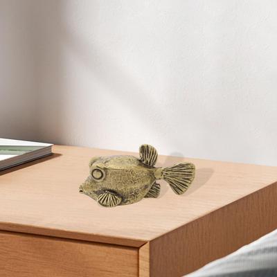 Fish Staute Miniature Figurine Realistic Antique Collection Tea Pet Copper Ornament for Bedroom