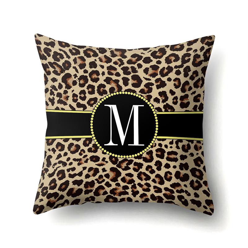Polyester Pillow Case Leopard Print Decoration Home 26 English Letter Printing Pillow Case