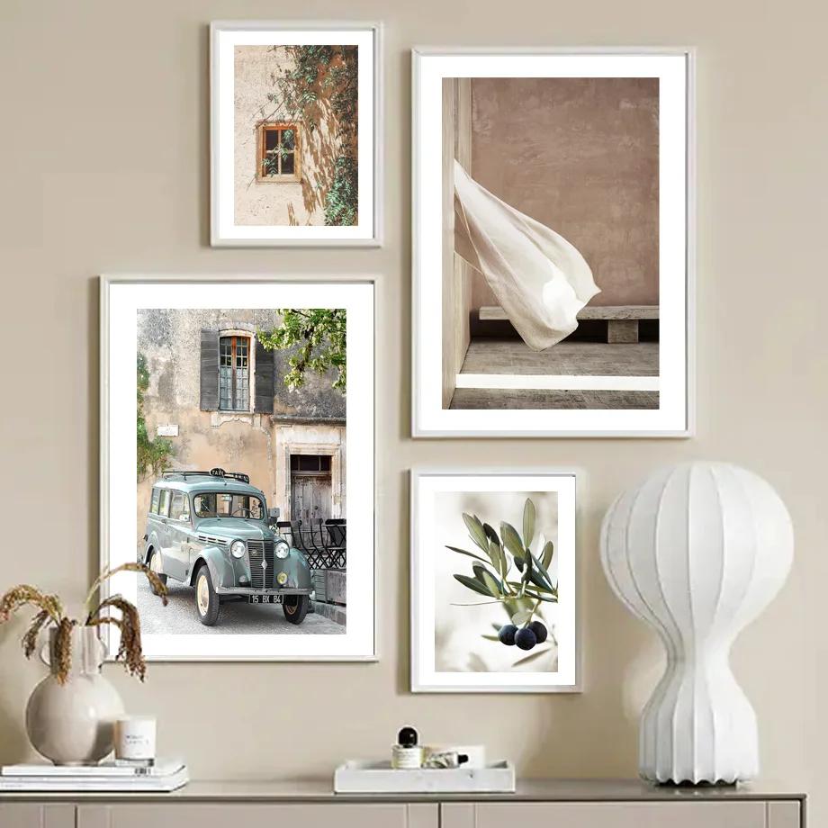 Mediterranean Beige Stairs Car Clay Pot Lemon Wall Art Canvas Painting Nordic Posters And Prints Pictures For Living Room Decor